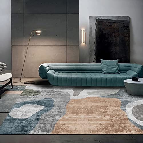 Teppich Dekoration Wohnung modern Teppich flokati Teppich waschbar Braun blau grau geometrischer tintenstil Couch Wohnzimmer Teppich 120x160cm