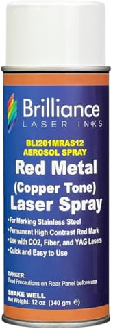 BRILLIANCE LASER INKS 12 Oz Aerosol Red (Copper Tone) Laser Marking Spray for High Contrast Metals Mark | Permanent Durable Metal Ink for Fiber, YAG, Diode, and CO2 Laser Engraver