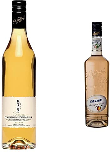 Giffard Liqueur Ananas des Caraïbes 20% 70 cl & Crème de Pêche de Vigne - Crème de Fruits - Recette Française - Fruitée et Douce - 70 Cl