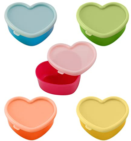 TIMJJG 5 contenitori a forma di cuore, romantico, snack, spezie, congelamento, cibo da asporto, picnic, lavoro, scuola, 6,5 x 7,5 x 3,5 cm
