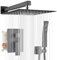 OUGOO Concealed Shower System with 25×25cm Rainfall Shower Head, Adjustable Angle, 304 Stainless Steel, Handheld Shower with 1.5M Anti-Kink Hose, Brass Shower Mixer Set, Modern Upgrade, Black