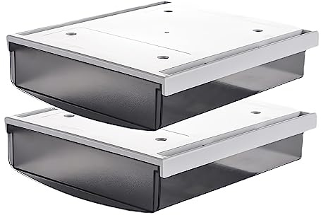 TUKA 2 x 1,7 l underskrivbordslådor 21 x 18 x 5,4 cm, självhäftande lådor, dolda underbyggda lådor förvaringslåda under skrivbord, redskap pennlåda matta svart set om 2 TKD8608