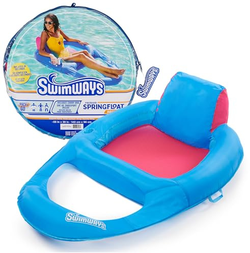 SwimWays Spring Float Premium Recliner Pool Lounger, Inflatable Pool Floats Adult with Fast Inflation for Ages 15 & Up