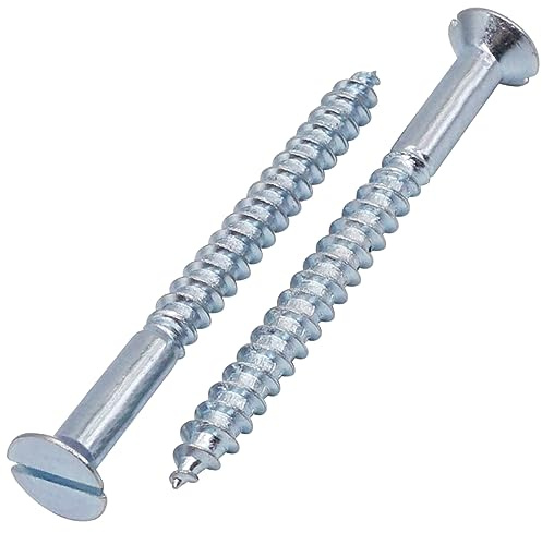 SKIR'CO (50 uds) Tornillos para madera de acero zincado 4,5 x 50 mm, cabeza plana ranurada, cabeza avellanada, tornillos DIN 97