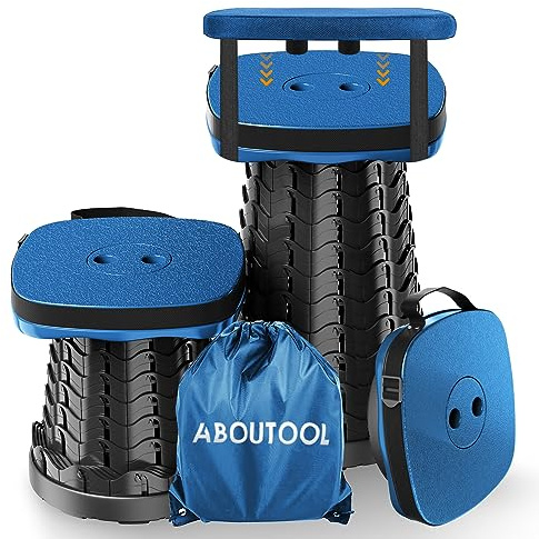 aboutool Collapsible Stool with Soft Removable Cushion & Waterproof Carry Bag - Lightweight Folding Stool, 485lbs Capacity, Portable for Adults, Camping, Fishing, Hiking, Outdoor, Travel