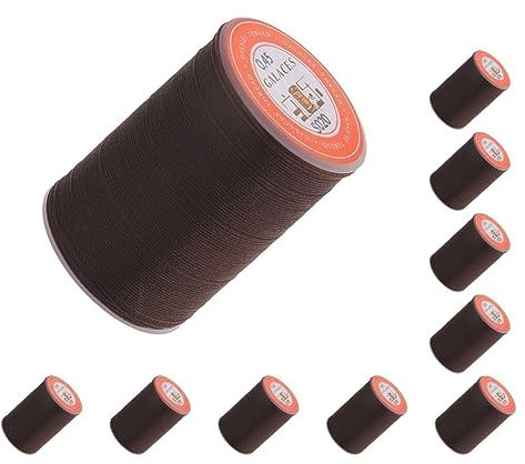 10 Set 0,45 mm Ledernähgarn, gewachstes Garn, Handnähen, Reparaturschnur, Kaffeefarben