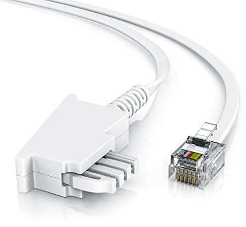 CSL - 0,5m 50cm Telefonkabel TAE-F Stecker auf RJ11 Stecker - Int. Norm 6P4C / 4-polig belegt - Flachkabel - von analoger Telefondose zum Telefon Fax Modem Router Anrufbeantworter, 0,5 Meter weiß