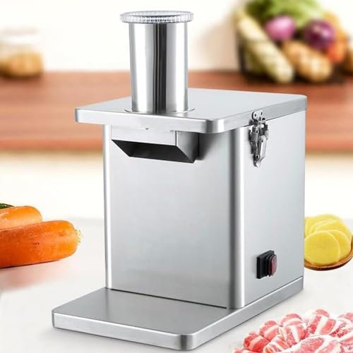 RayGenius Stainless steel tabletop slicer, fresh meat slicer, 25 kg/h (slicing, shredding, dicing), fully automatic commercial machine for restaurant and hotel kitchens