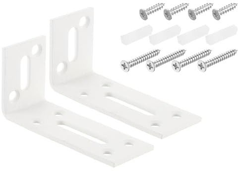 sourcing map Équerres D'Angle en L, Lot de 2, 80x30x40mm - Coins D'Angle Réglables en Acier Inoxydable, Supports D'Angle à Fente de 90 Degrés pour Réparation de Meubles Diy (Blanc)