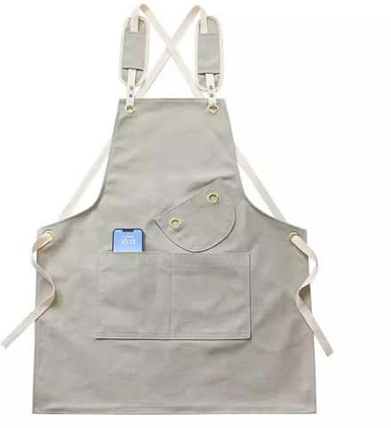 Männer Frauen Arbeitsschürzen Verschleißfeste Canvas-Schürze for Backen, Küche, Catering, Kellner, Kaffee, Floristen, Arbeitsschürze (Color : White, Size : Free size)