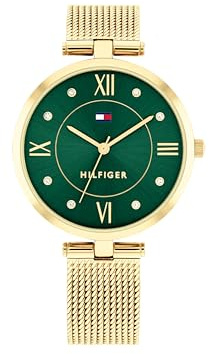 Tommy Hilfiger Analogue Quartz Watch for Women with Gold Colored Stainless Steel Mesh Bracelet - 1782711