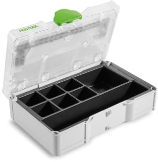 Festool Systainer³ SYS3 S 76 TRA UNI – Kleinteilebox transparent | Kompakte Sortierbox mit transparentem Deckel und flexibler Universaleinlage, koppelbar mit SYS-MINI 1 und 3 TL