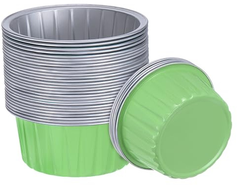 QUARKZMAN 50pz Coppette Cupcake Verde Prato Foglio Alluminio 5 Once | Pirottini Standard Cupcake, Usa e Getta, per Dessert, Forniture Feste Compleanno, Decorazioni Matrimoni, Pirottini Cupcake