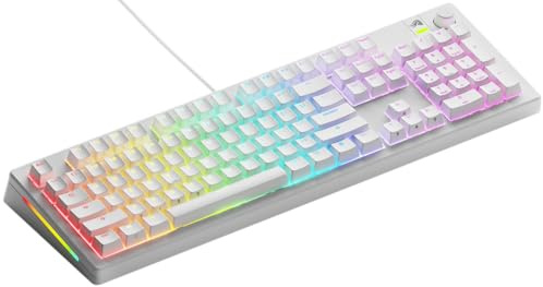 Glorious Gaming - GMMK 3 Custom Mechanical Gaming Keyboard with Knob, 100% Keyboard Full Size, Modular Gasket System, Doubleshot PBT Keycaps, Aluminum Switch Plate, Hotswappable Switches, ANSI (White)