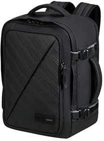 American Tourister Take2Cabin, maleta de cabina Ryanair/Wizz Air/Vueling, 40 x 30 x 20 cm, 26,5 L, 0,60 kg, equipaje de mano, mochila de avión S/M, submarinera, edición negra (edición negra)