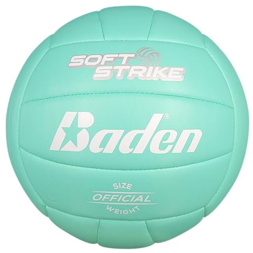 Baden | Soft Strike | Cushioned Synthetic Leather Recreational Volleyball | Indoor/Outdoor for Beginners | Official Size | Teal