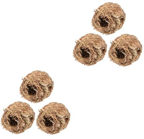 BUGUUYO 6stücke Teiliges Aus Natürlichem Gewebtem Gras Für Kaninchen Hamster Und Meerschweinchen Gemütliches Nest Und Spielzeug Für Kleine Haustiere Für Drinnen Und Draußen