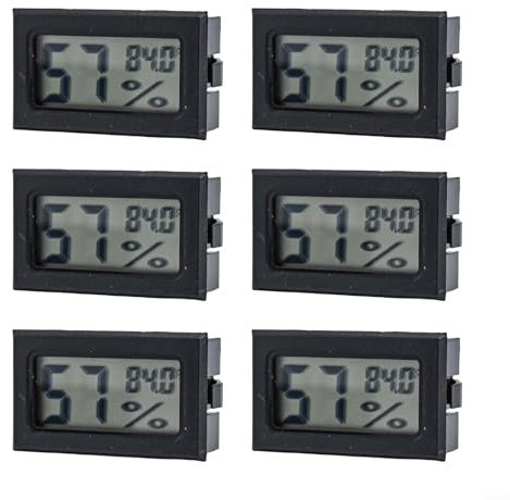 6 mini igrometro termometro, mini termometri digitali per rettili, per incubatrice di rettili, serre, giardino, cantina