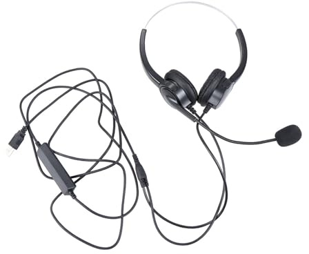 Head-mounted Microphone Dual Ear USB Speaker Mic for Men Women Black | 330 Degree Rotatable Pole, Plastic and Steel Build, in Store Supermarket and Telemarketing Use