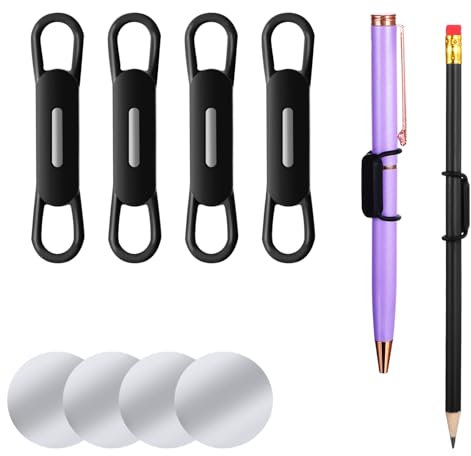 4 Stück Stifthalter Magnetisch Magnetischer Stiftehalter Tragbarer Stifthalter mit Selbstklebend Silikon Magnet Bleistifthalter Clip für Schließfach,Magnetisch, Trocken Abwischbar,Marker-Halter