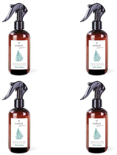 Ambar Activación Palo Santo – Pack de 4 Ambientadores en Spray (4x225ml) – Fragancia Natural, Relajante y Duradera, Ideal para Hogar, Oficina y Coche – Total 900ml