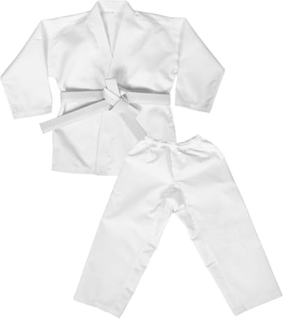 Yardenfun 1set Karate Uniform for Boys and Girls and Adults Martial Arts Training Suit Belt for Karate and Taekwondo Practice Breathable White Comfortable Fit