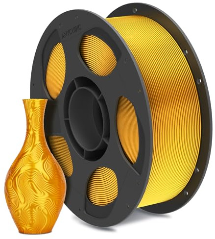 ANYCUBIC Silk PLA Filament, Seide Filament 1,75mm, Kontrollierbarer Glanz 3D Drucker Filament, Seidentexturen Prächtige Farbe 1KG Silk Gold