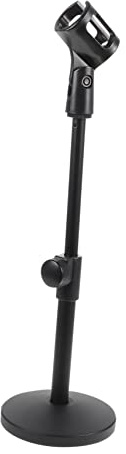 HANABASS Supporto in Metallo Nero Telescopico per Microfono da Tavolo e Base Stabile Clip Regolabile per Podcast e Performance a Casa