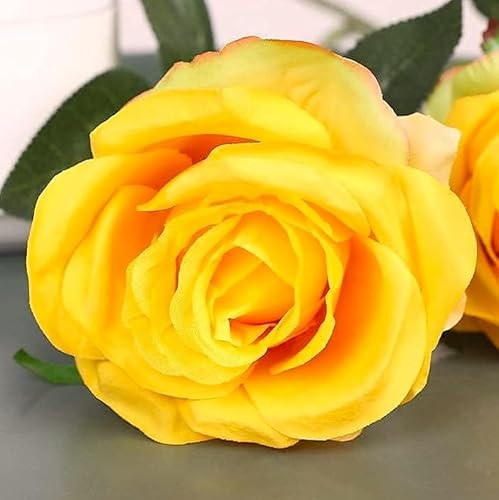 ROSA GIALLA sintetica realistica. Regali, compleanni, Anniversari, Decorazione. Fiore giallo delle più rose gialle eterne sistemetiche. Regalo originale. Prodotto in Spagna.