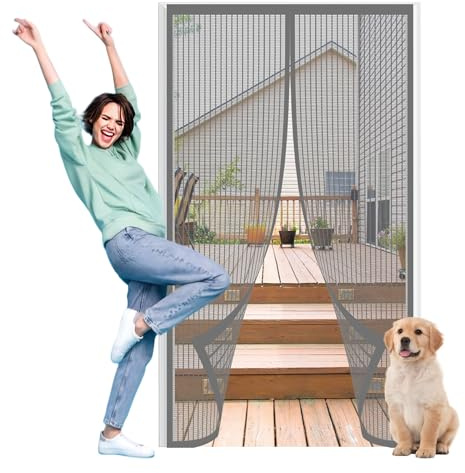 Zanzariere Magnetiche per Porte Finestre su Misura 134 x 229 cm Maglia Fine Magnete Potente Zanzariera Magnetiche per Porte Finestre per Tenda, Grigio