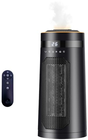 WRQIOO Calefactor Eléctrico con Humidificador, 1500W Calefactor Ceramico Bajo Consumo, 3 Modos, Oscilación de 180º, Temporizador 1-12H, Mando a Distancia, para Dormitorio Oficina Hogar