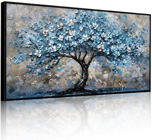 JHHUAMO Quadro con Cornice Albero Della Vita Soggiorno Camera 60x120 cm | Motivo Alberi Raffinato Linee Naturali, Lavorazione Raffinata, Stampa HD, Colori Vivaci, Uso Versatile