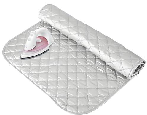 Tappetino da stiro pieghevole, 48 x 85 cm, per tavolo, asse da stiro da viaggio, cuscino da stiro portatile, resistente al calore, asse da stiro da tavolo, per viaggi e casa