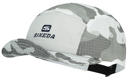 CLAPE Camo 5 panelkeps snabbtorkande basebollkeps med kort brätte mjuk sommarkeps för löpning sport vandring, BSSD2577-grå, one size