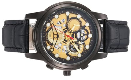 Automatiska klockor, skelettdesign, 40 mm, mekaniskt armbandsur, öppet hjärtklocka, fodral i rostfritt stål, för kläder och affärsevenemang, Svart, Refer to description, armband