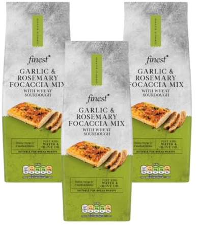 Finest Garlic & Rosemary Focaccia Mix with Wheat Sourdough, 500g, Pack Of 3, Suitable for Bread Makers