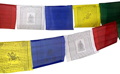 GURU SHOP tibetansk bönflagga 25 vimplar – 10,80 m/viskos, storlek: 5 stycken ekonomipack