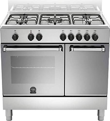 Bertazzoni La Germania Americana AMN905MFEPXE cucina Piano cottura Acciaio inossidabile Gas A - Forni e Piano cottura (Piano cottura, Acciaio inossidabile, Manopola, Frontale, Gas, Acciaio
