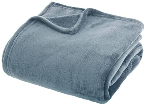 Decke, einfarbig, Flanell, Sturmblau, 180 x 230 cm, Atmosphera Designer für Innenräume