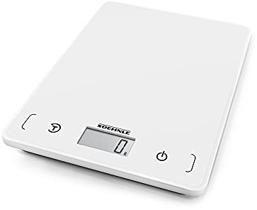 Soehnle Page Compact 200, digitale Küchenwaage, weiß, Gewicht bis zu 5 kg (1-g-genau), Haushaltswaage mit patentierter Sensor-Touch-Funktion, Waage aus Kunststoff inkl. Batterien