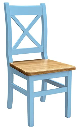 k koma Blau Holzstuhl Kreuzstuhl MASSIV Kiefer Holz -NEU Landhausstil MASSIVHOLZ (Alder)