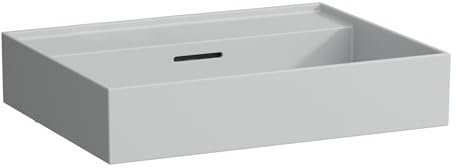 Laufen Kartell Aufsatzwaschtisch ohne Hahnloch, mit Überlauf, Wandmontage, Unterseite geschliffen, 600x460, Farbe: Grau matt - H8163337591091