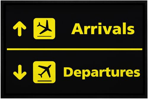 MoonWorks® Fußmatte Flughafen Arrivals/Departures lustige Motive Geschenk Piloten rutschfest & waschbar Weiss 60x40cm