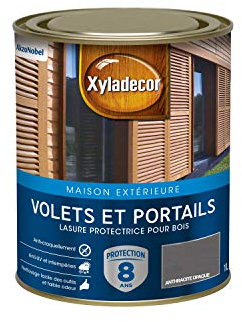 Xyladecor - Lasure Protectrice pour Bois Extérieur - Volets, Portails, Portes, Fenêtres - Couleur : Satin Anthracite Opaque - Quantité : 1L - 5324273