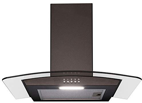 SIA 60cm Curved Glass Black Chimney Cooker Hood Kitchen Extractor Fan