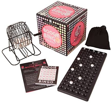 Talking Tables Music Bingo Game Kit | Host Your Own Games Night | Contains Metal Bingo Wheel Machine, Number Balls, Cards & Playlist | For Adults, Kids, Family Fun,Pink,REPLAY-BOOGIEBINGO