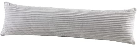 BaSaTex Winter Plüsch Seitenschläfer Kissenbezug Kissenhülle | 40x145 cm| Cashmere-Touch Coral Fleece,Rip-Cord“ | Stillkissen Schwangerschaftskissen | Reißverschluss | Grau