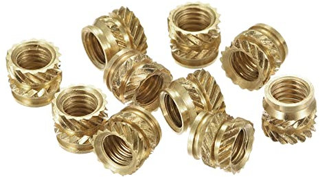 sourcing map Knurled Insert Nut M5 x 6mm L x 7mm OD Female Thread Brass Embedding Nut 30 Pcs