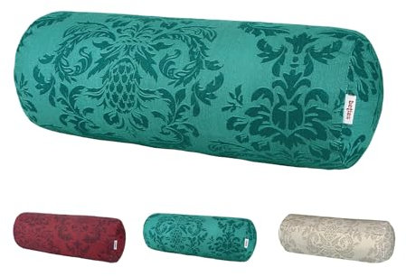 beties Epoche Nackenrollenbezug ca. 15x40 cm Kissenbezug mit 3D Ornament auf Baumwolle Halbpanama-Bindung aus deutschem Unternehmen in hochwertiger Qualität (Petrol-grün)