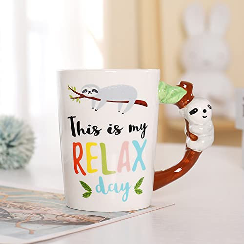 DECRZPB Keramik-Kaffeetasse Faultier Teetasse Keramik-Kaffeetasse Milch-Frühstückstasse Geschenk für Büro und Zuhause